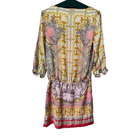 Jennifer Lopez Women’s Silky Multicolored Print Scarf Drawstring Waist Dress Siz - Picture 6 of 6